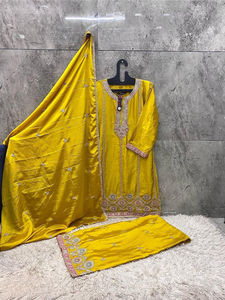 Conjunto de 3 piezas Chinon Heavy Work para mujer, 100% chinon, de secado rápido, con pantalón palazzo. - Product Image 5