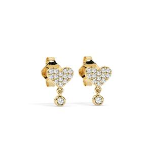 Boucles d'oreilles de luxe en or massif 14K, motif cœur serti de diamants micro-pavé, cadeau élégant pour fête de remise de diplôme - Product Image 2