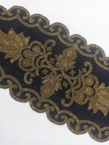 <b>Black</b> Gold Beaded Luxury Table <b>Runner</b> Fabric Handmade Eco-Friendly Durable Mats - Product Image 4