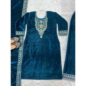 Hermoso conjunto de traje bordado para mujer para fiestas con codificación de trabajo de secuencia - Product Image 4