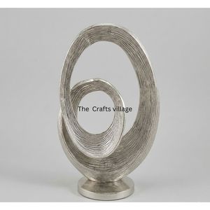 Hot Selling Silver Finished Metal Sculpture Modern Art Figurine <b>Decorative</b> Home Living Room Office <b>Table</b> <b>Decor</b> Accent Piece - Product Image 1