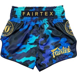 ราคาขายส่ง กางเกงมวยไทยสั่งทำ ดีไซน์ใหม่ คุณภาพดีที่สุด กางเกงมวยไทย Fairtex สีน้ำเงินดำลายพราง กางเกงชกมวย - Product Image 5