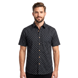 Chemise décontractée à manches courtes pour homme, à pois, col rabattu, 100% coton, anti-rides, pour l'été - Product Image 1