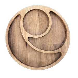 Bandeja de servicio redonda de material de madera metálica para bodas y fiestas, bandeja de alta calidad para niños - Product Image 1