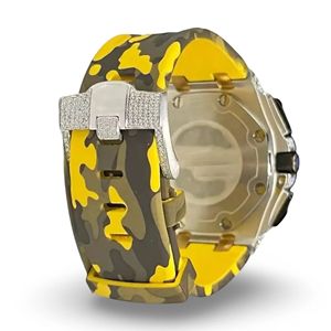 Montre de luxe en or blanc 40 mm, sertie de diamants incolores de laboratoire de haute qualité, mouvement automatique ou mécanique, style hip-hop glacé VVS, pour affaires et collection. - Product Image 3