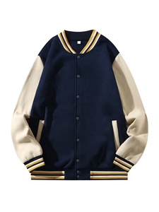 Chaquetas Varsity de Cuero Personalizadas al por Mayor con Bordado de Moda, Ribete a Rayas en la Parte Delantera, Estilo Preppy, Corte Regular - Product Image 1