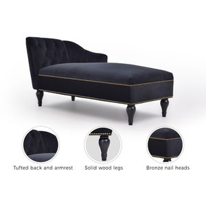 Sillón de Salón con Botones de Terciopelo, 58 Botones, Apoyabrazos Derecho, Detalles en Tachuelas, Patas de Madera Maciza, Nuevo + Video de Livi Furniture - Product Image 4