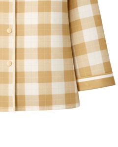 Custom Beige <b>Check</b> Women <b>Pajama</b> Set Long Sleeve Button Down Nightwear Soft Cotton Two Piece Sleepwear Comfortable Lounge Set - Product Image 6