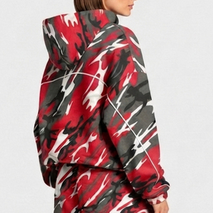 Sudadera con Capucha Extra Grande para Mujer, Diseño de Camuflaje con Líneas en Contraste, Personalizada, Transpirable, de Felpa de Algodón Premium, Informal - Product Image 2