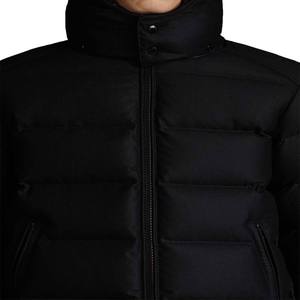 PUFFER <b>JACKET</b>-Black Winter Custom Front Logo Stand Collar Worsted Waterproof Breathable <b>Reversible</b> <b>Jacket</b> - Product Image 3