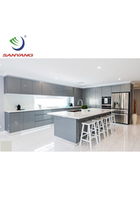 High Gloss Solid Wood Modern Kitchen Island Cabinets with <b>Toe</b> Kick Modular Design for Apartment Use - Product Image 6