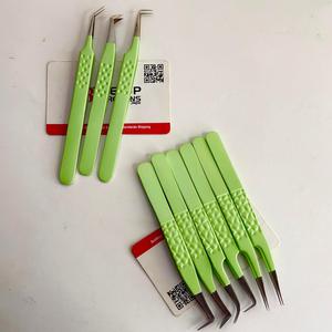 GETUP BROSONS IMPEX Lime Green Eyelash Extension Tweezers Set Custom Logo Dimple Dot Grip Stainless Steel Precision Volume - Product Image 5