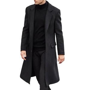 Manteau long en laine pour homme de qualité supérieure, mode automne-hiver, streetwear, chaud, coupe-vent, élégant, trench-coat, vente en gros OEM - Product Image 1