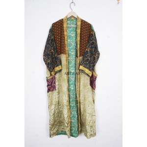 Indian Pure Silk Kimono Comfortable Soft Japanese Silk Bridal <b>Dressing</b> <b>Gown</b> Floral Beach Cover Sleepwear for Home Summer - Product Image 3