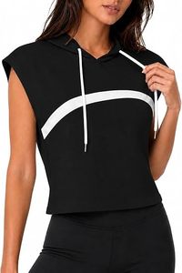 Sudadera sin mangas con capucha para mujer, de hombros caídos, color liso, asimétrica, de punto transpirable, estilo casual de invierno, poliéster con lazo - Product Image 2