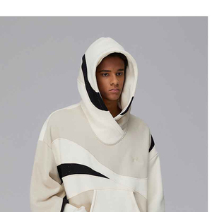 Sudadera con capucha de forro polar oversize con cremallera, lavado ácido, con bordado, patchwork, pedrería y apliques con relieve de mono, estilo moda urbana otoño 2026 - Product Image 3