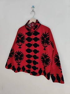 Veste en coton brodée de style chinois rouge, col mandarin, manches longues, motif floral, vêtements d'extérieur décontractés, vêtements d'automne pour adultes - Product Image 2