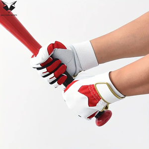 Guantes de béisbol de cuero para zurdos, antideslizantes, ligeros, de color blanco y rojo, con cierre de velcro, de un buen proveedor. - Product Image 2
