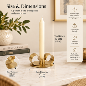Support de bougie moderne sculptural en métal doré avec base en ruban, pour bougies coniques, idéal pour table à manger et décoration intérieure, vente en gros et export. - Product Image 4