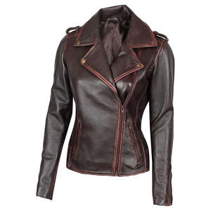 แจ็คเก็ตหนังแท้ดีไซน์ใหม่ น้ำหนักเบา สำหรับผู้หญิง สีน้ำตาลล้วน คุณภาพสูง สำหรับฤดูหนาว ขายส่ง - Product Image 2