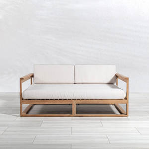 Chaise longue d'extérieur en teck de qualité commerciale, écologique, résistante aux UV, avec siège en toile et coussins, pour projets hôteliers - Product Image 3