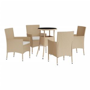 Set bistrot da 5 pezzi Beige in Poly Rattan con cuscini Set da giardino - Product Image 3