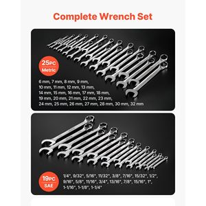 Set di chiavi combinate metriche SAE da 44 pezzi, a 12 punte, con estremità a bussola angolata a 15 gradi e apertura a rotella - Product Image 2