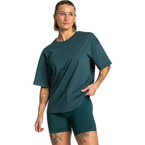 T-shirt en coton pour femme de haute qualité, coupe ajustée, doux, décontracté, streetwear, impression de logo personnalisé, appliques, marque privée, OEM - Product Image 1