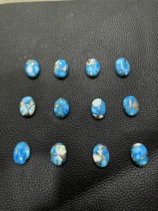 Cabujones Ovalados de Turquesa Azul Cobre al por Mayor, Gemas Sueltas Pulidas de Matriz Azul Dorada para Suministros de Joyería - Product Image 6