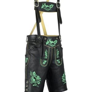 Lederhosen traditionnels noirs pour hommes en cuir véritable, tailles européennes 46 à 62, en stock - Product Image 1
