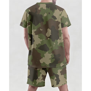 Mens Matching Set Manufacturer 220 GSM Cotton T Shirt Cargo Shorts Oversized 2 Piece OEM ODM Bulk <b>Camouflage</b> - Product Image 2