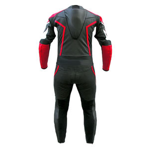 Veste de moto en cuir véritable pour homme, noir, rouge et blanc, manches longues, respirante, colorée, toutes saisons, pour adulte. - Product Image 2