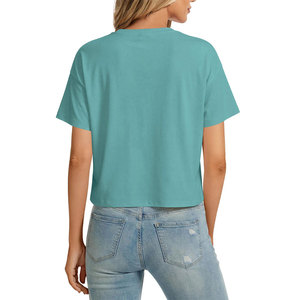 Popular Streetwear Women's Crop Top Skin Friendly Anti Wrinkle Trending Design Cotton Polyester <b>Material</b> Solid Color Pattern - Product Image 2