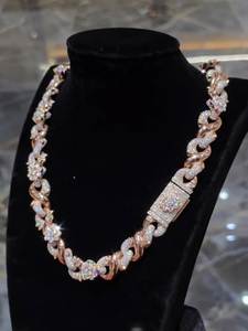 สร้อยคอคิวบาลิงค์แบบ Iced Out ประดับเพชรแล็บ สร้อยคอเพชรคิวบาลิงค์สุดหรูสำหรับผู้ชาย สร้อยคอฮิปฮอปประดับเพชรแบบคิวบาลิงค์ - Product Image 1