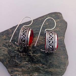 Boucles d'oreilles en grenat rouge, en argent Sterling 925, bijoux de luxe faits à la main, cadeau pour femmes, anniversaire, mariage, fête, Unique - Product Image 2