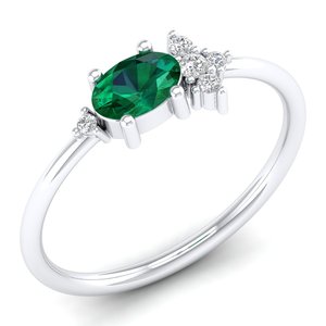 Bague REYES au design intemporel en or massif 14 carats avec moissanite certifiée GRA, taille ovale, 0,5 carat, émeraude, bijoux fins exclusifs - Product Image 2