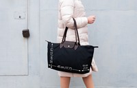 Sac fourre-tout tendance en cuir et toile de coton bio, couleur personnalisable, fermeture ouverte, broderie, imperméable, pour femme