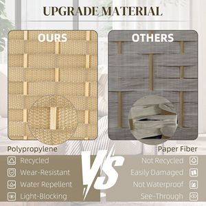 Separador de ambientes plegable independiente beige de 6 paneles y 5.6 pies de altura, pantalla de privacidad para el hogar y la oficina - Product Image 4