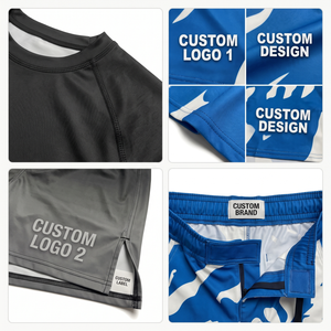 OEM Custom Men's <b>Camouflage</b> BJJ Rash Guard MMA Grappling Shorts Set Sublimation No-Gi Jiu Jitsu Custom Logo Wholesale Apparel - Product Image 4