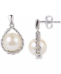Orecchini pendenti a catena di perle d'acqua dolce coltivate (7mm) in argento Sterling | Macacy's - Product Image 1