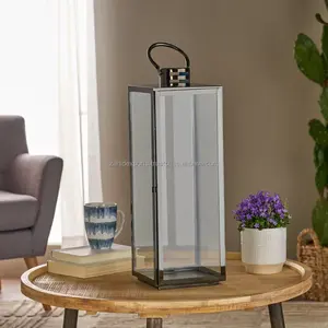 Faroles metálicos altos y modernos para decoración de oficinas y hoteles, hechos a mano por Zahid Exports en India, gran mayorista. - Product Image 5