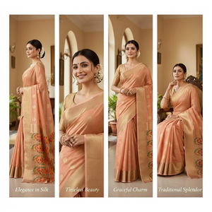 Sari Korra Tejido a Mano con Borde Paithani Zari |   Colección Étnica Festiva y para Fiestas a Precio de Mayoreo - Product Image 4