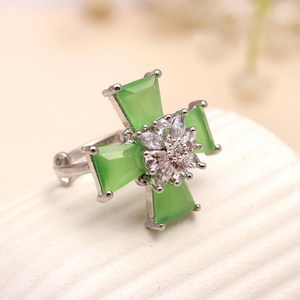 <b>Silver</b> Plated <b>Cross</b> <b>Ring</b> Mint Green Stone Statement Party Wear <b>Ring</b> Vintage Gothic <b>Silver</b> Plated Jewelry - Product Image 3