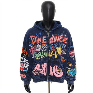 Sweat à capuche streetwear de luxe délavé à l'acide, en molleton épais, brodé – Fournisseur de vêtements OEM ODM - Product Image 1