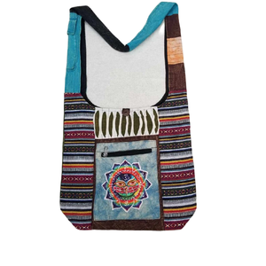 Bolso de Hombro Estilo Bohemio de Algodón con Decoración Floral, Cierre de Cremallera, Correa Cruzada, Capacidad 3L+ - Product Image 4