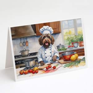 Wirehaired Pointing Griffon Chef Whimsical A7 Tarjetas de felicitación Pack 8 Tarjetas de nota en blanco con sobres Tamaño 5x7 - Product Image 1