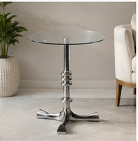 Table basse ronde moderne avec plateau en marbre et structure en métal, meuble de salon, table d'appoint décorative