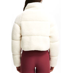 Women's Full Zip Fleece Short <b>Jacket</b> Warm Winter Long Sleeve Hooded Sherpa Crop Zipper Windproof Plain Dyed <b>Heated</b> Breathable - Product Image 2