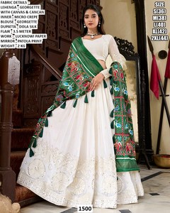 Bandhani Meher <b>Red</b> Embroidered Georgette Lehenga Choli Women Traditional Floor-Length Regular Fit Quick Dry Sun Protection - Product Image 2