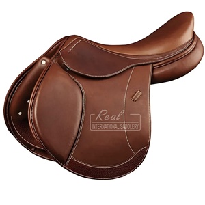 Silla de Doma Inglesa de Cuero 100% Puro y Duradero con Arco de Madera para Carreras de Caballos y Deportes, Equipo Elegante - Product Image 1